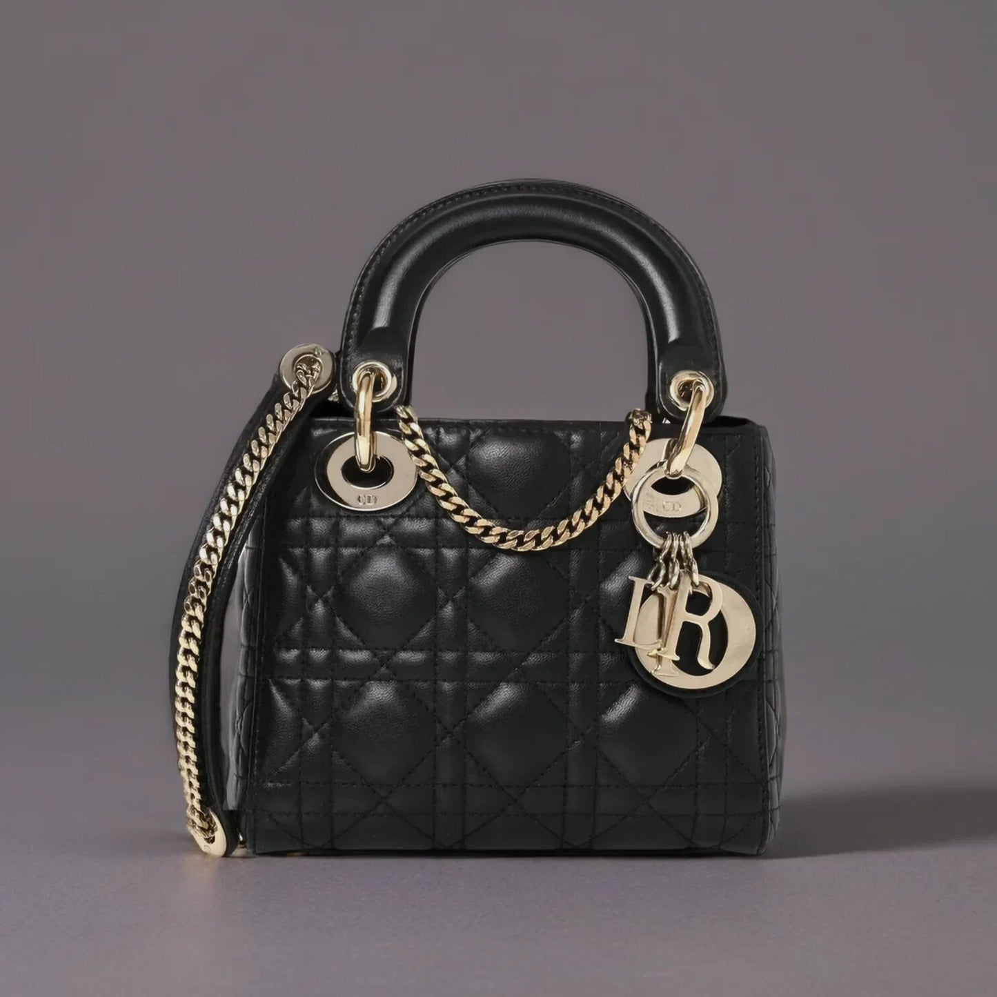 Lambskin Cannage Mini Lady Dior Black