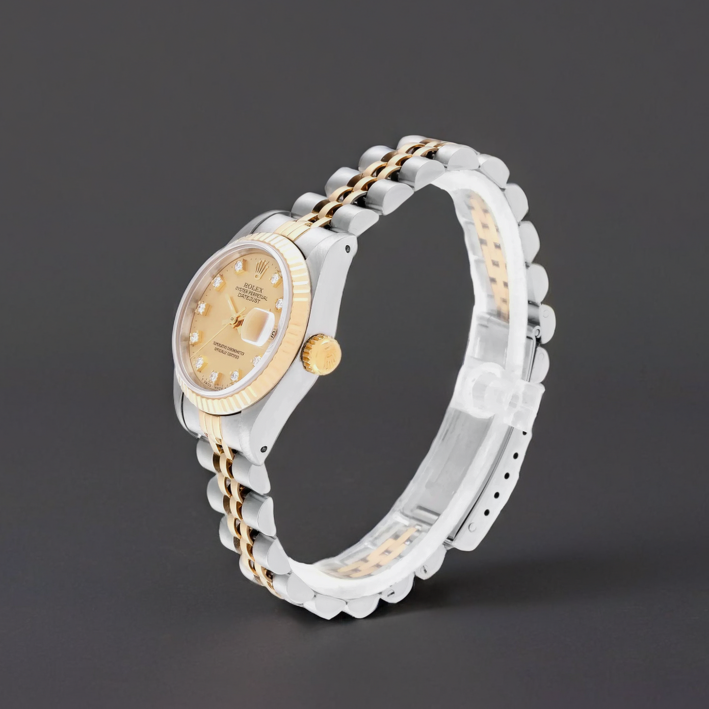 Rolex Datejust 26mm Steel Yellow Gold Diamond Dial Ladies Watch