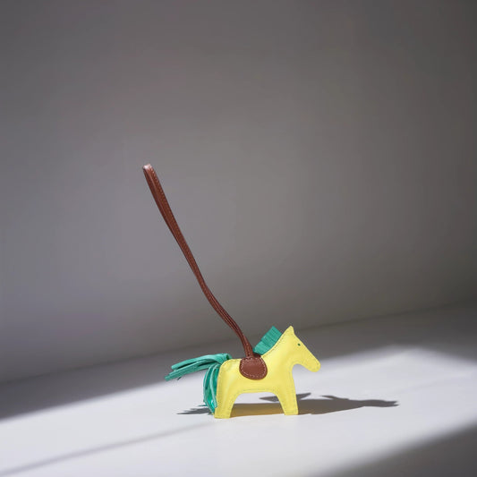 Milo Lambskin Grigri Rodeo Horse Bag Charm PM Lime Menthe Fauve