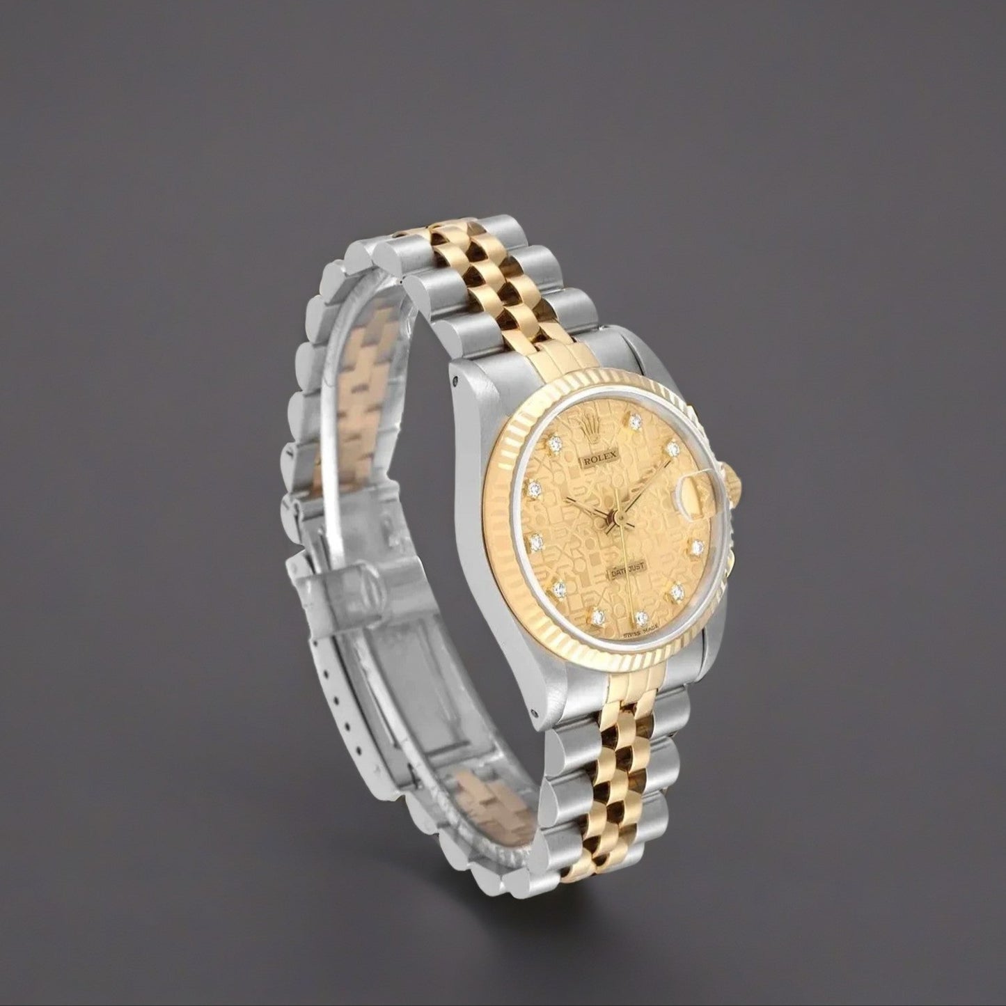 Rolex Datejust 31mm Midsize Steel Yellow Gold Diamond Dial Watch