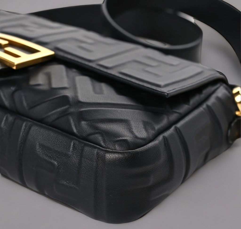 Nappa FF 1974 Embossed Baguette Black