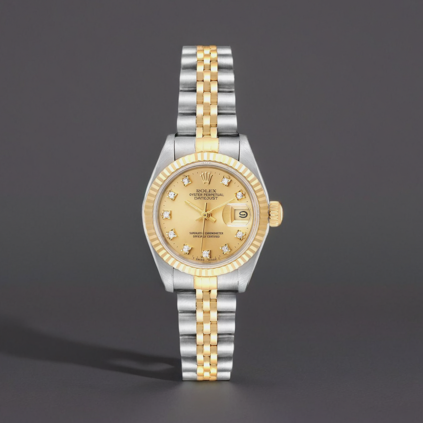 Rolex Datejust 26mm Steel Yellow Gold Diamond Dial Ladies Watch
