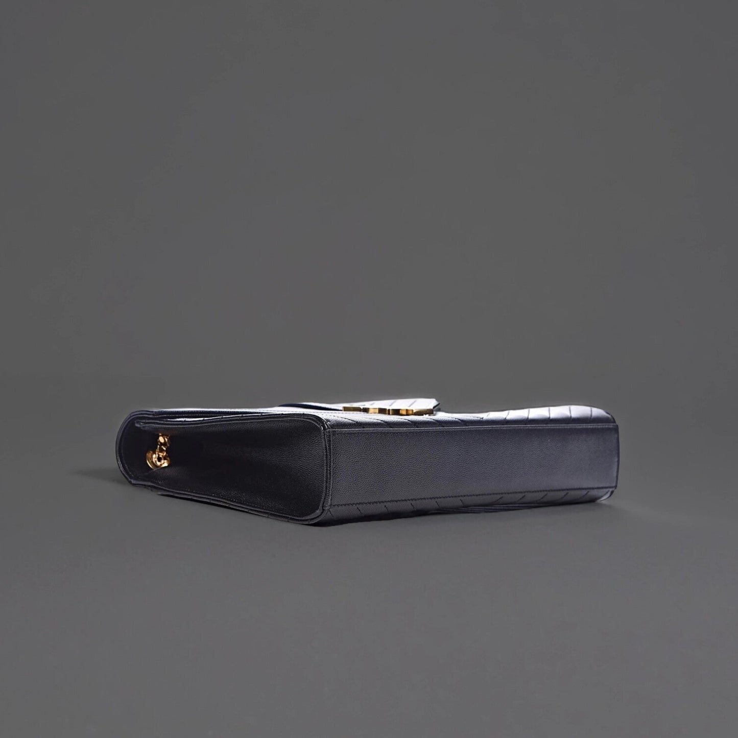 Grain De Poudre Matelasse Chevron Large Monogram Satchel Black