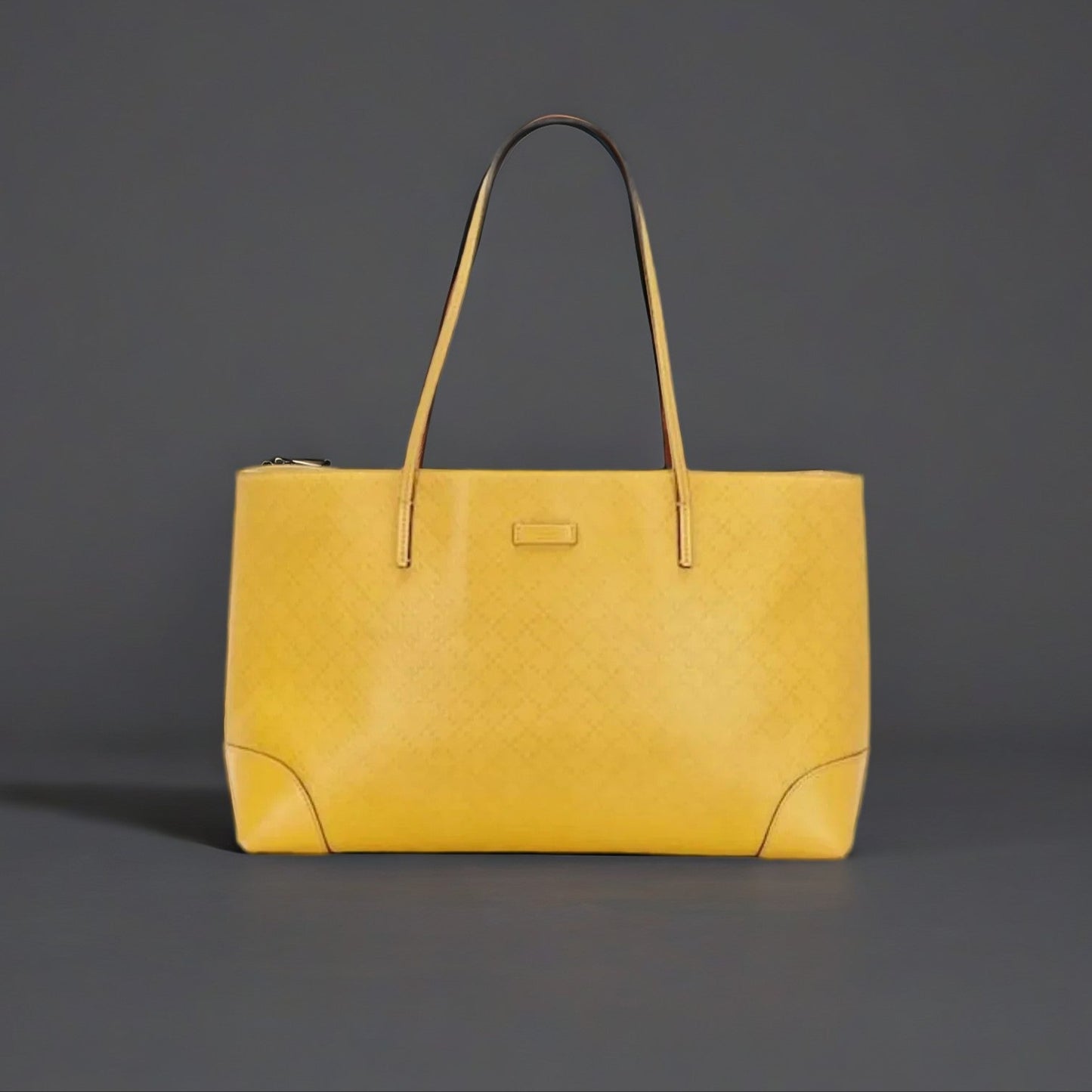 Yellow Diamante Bright Leather Tote Bag