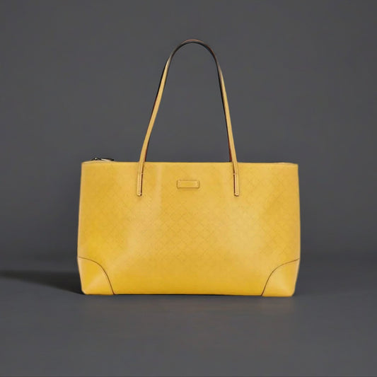 Yellow Diamante Bright Leather Tote Bag