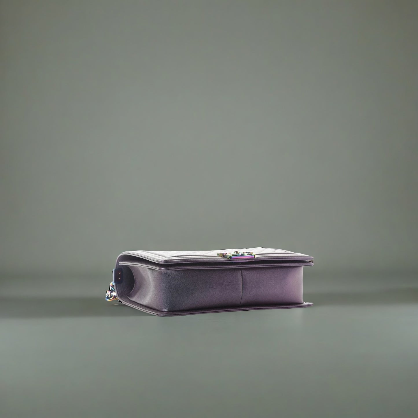 Iridescent Goatskin Quilted New Medium Boy Flap Purple