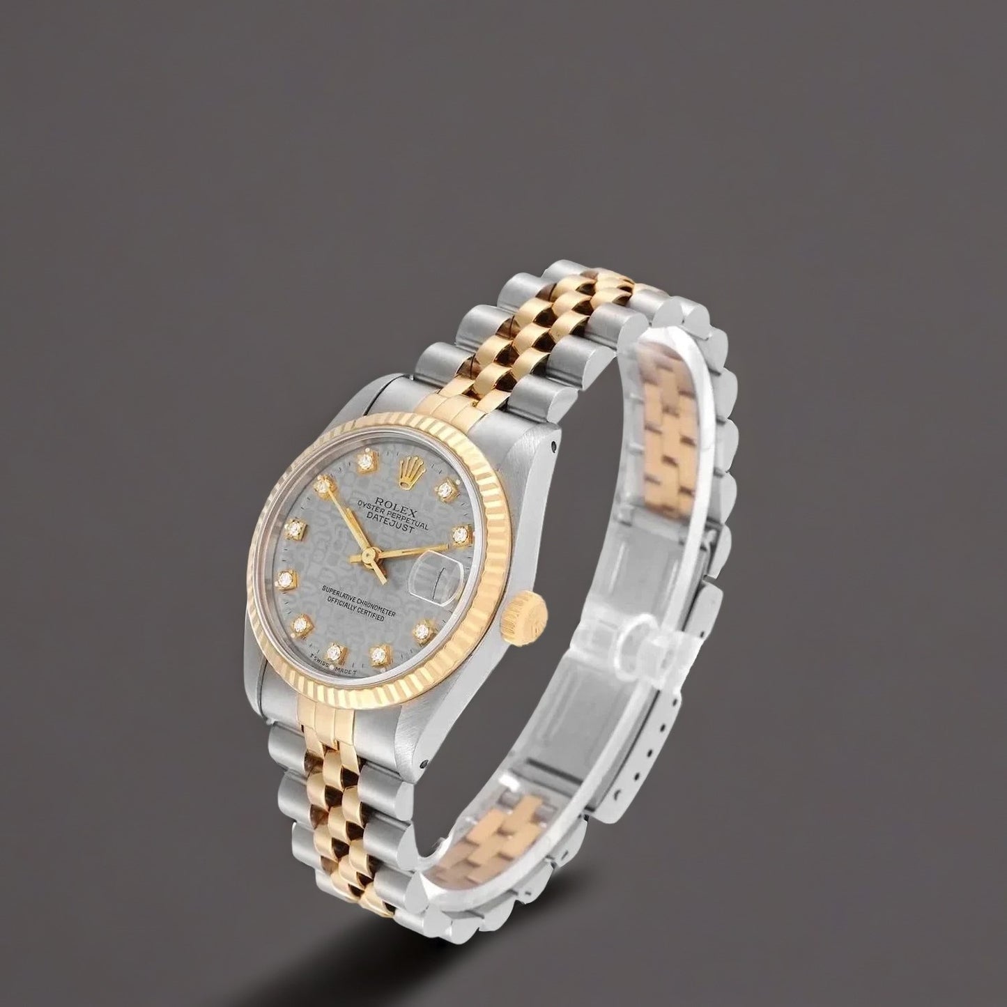 Rolex Datejust Midsize 31mm Steel Yellow Gold Diamond Dial Watch