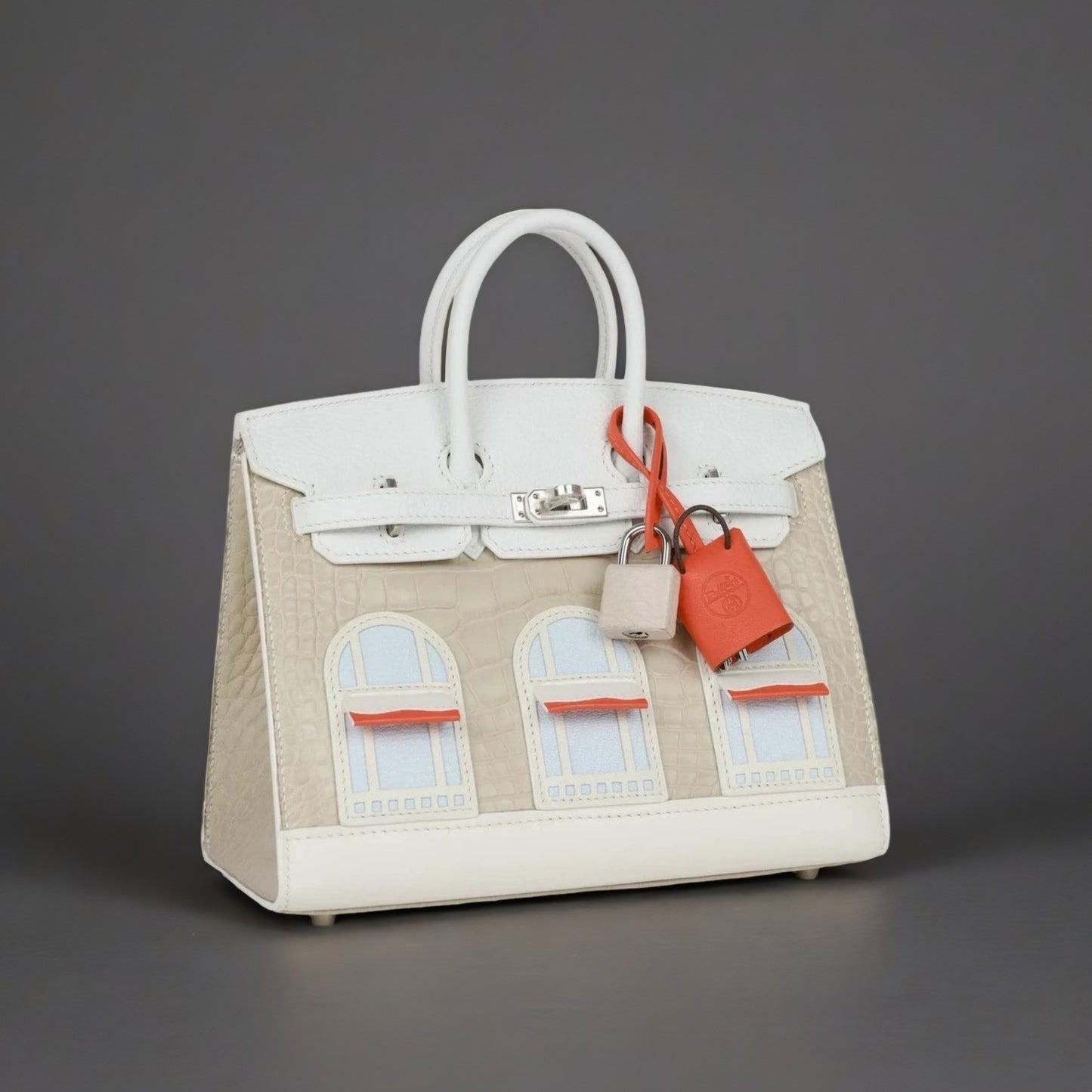 Sac Faubourg Birkin 20 White Matte Alligator Palladium Hardware