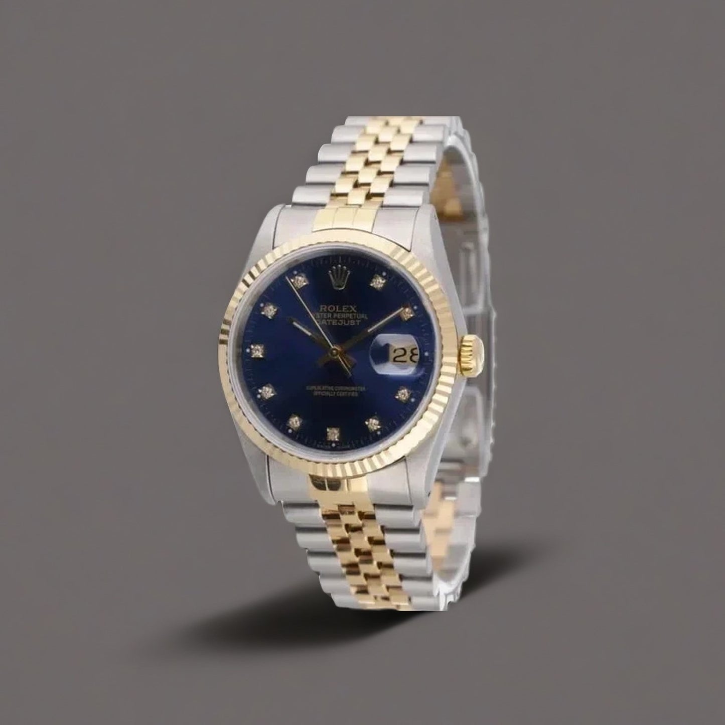 Rolex Datejust 36mm Blue Diamond Dial Steel Yellow Gold Watch