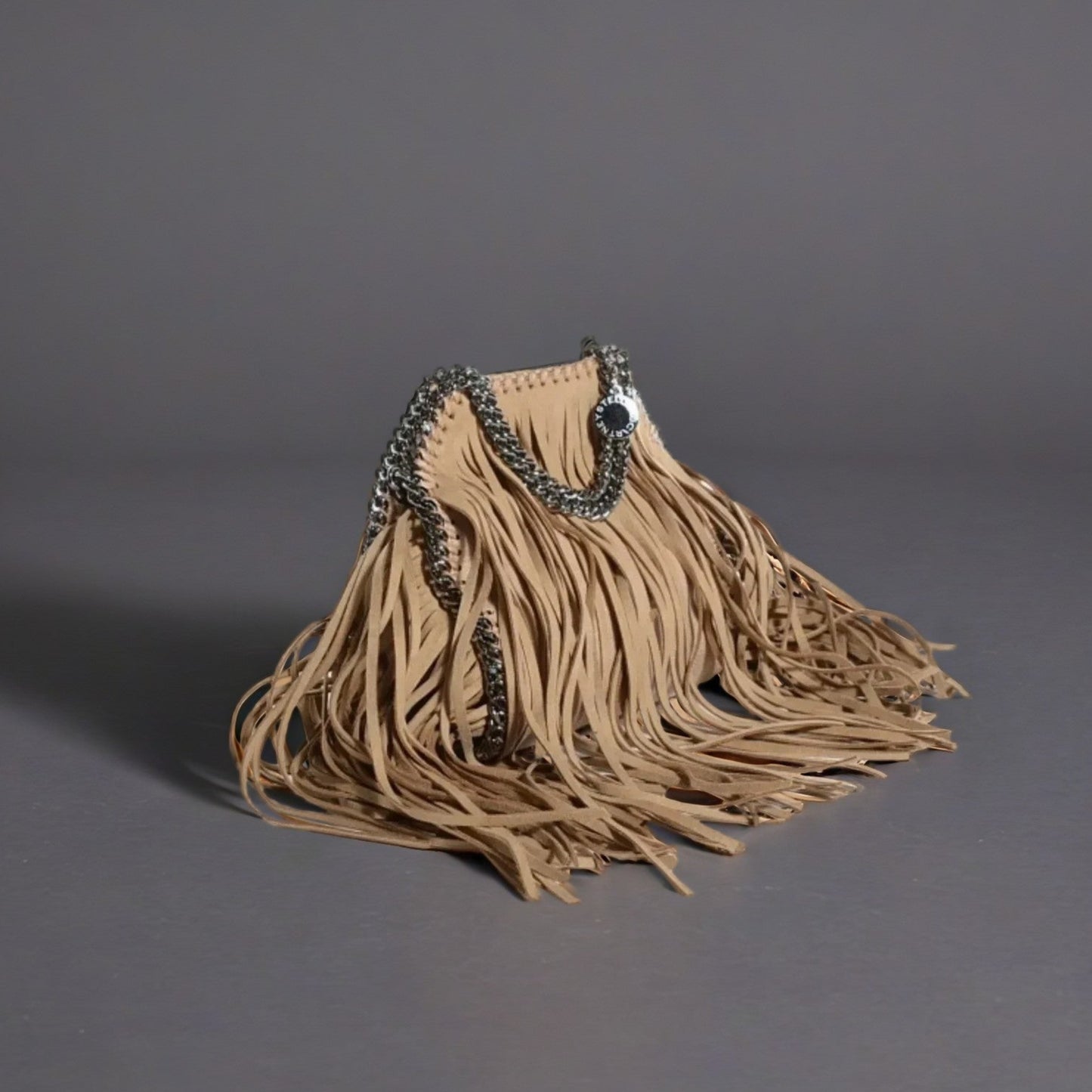 Shaggy Deer Fringe Tiny Falabella Fold Over Tote Gold