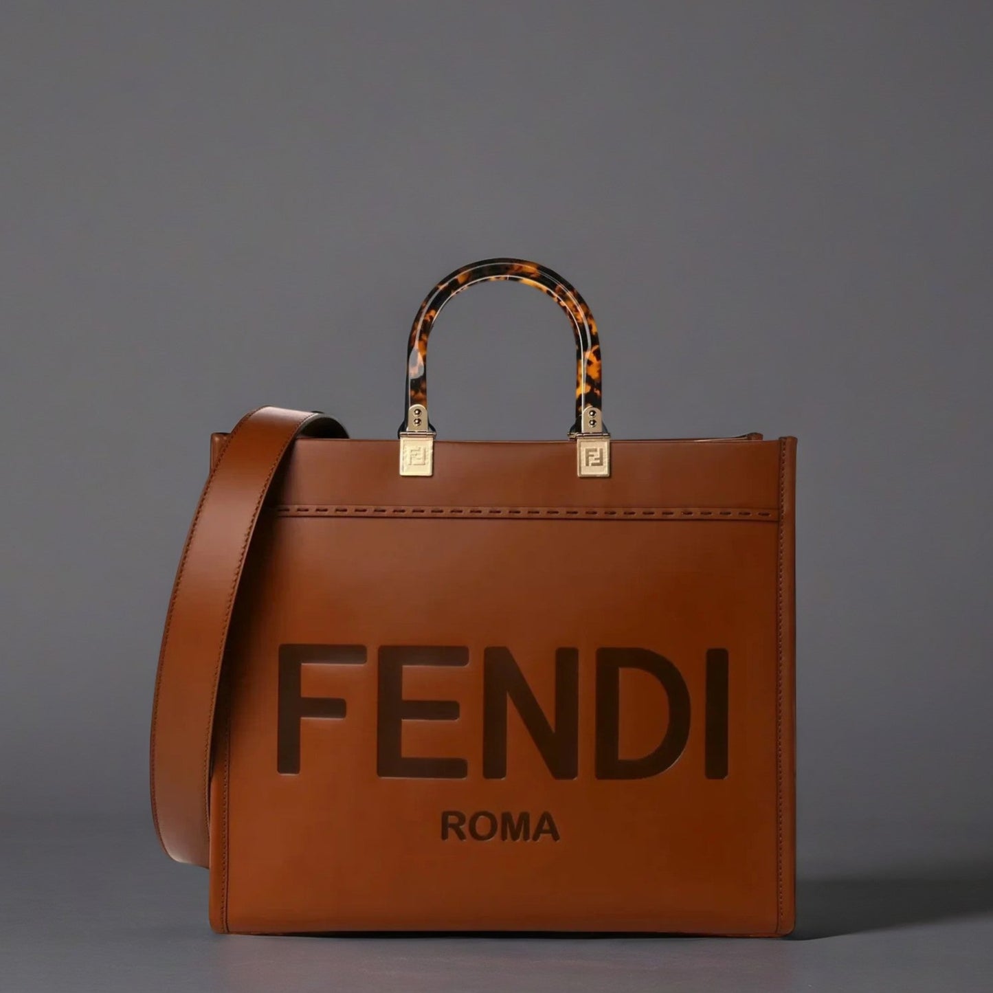 Calfskin Plexiglass Medium Sunshine Shopper Tote Cuoio