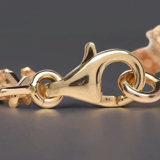 18K Yellow Gold Mother of Pearl 5 Motifs Vintage Alhambra Bracelet