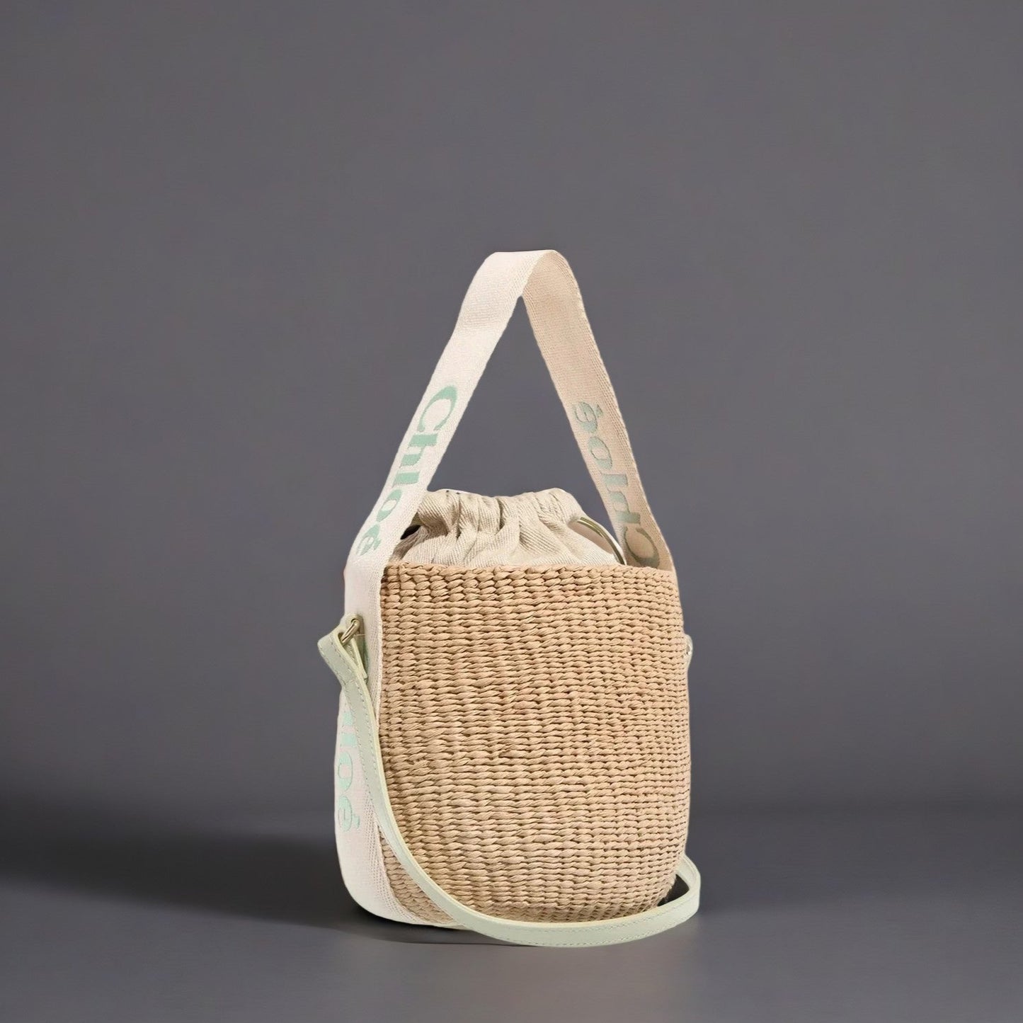 Small Woody Basket Bag Light Eucalyptus