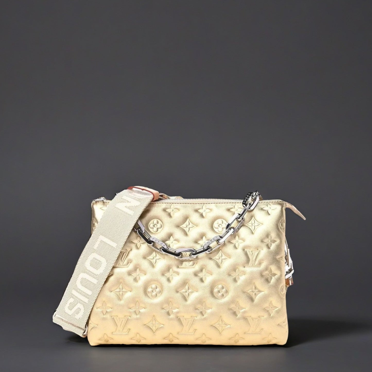 Lambskin Embossed Monogram Coussin PM Gold