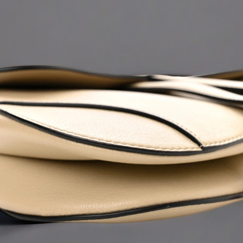 Grained Calfskin Saddle Bag With Strap Sand