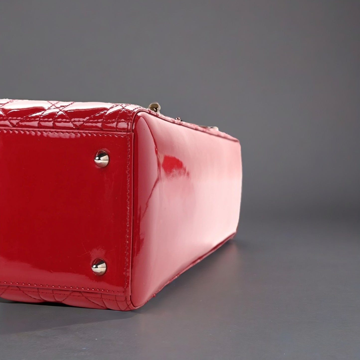 Patent Cannage Medium Lady Dior Red
