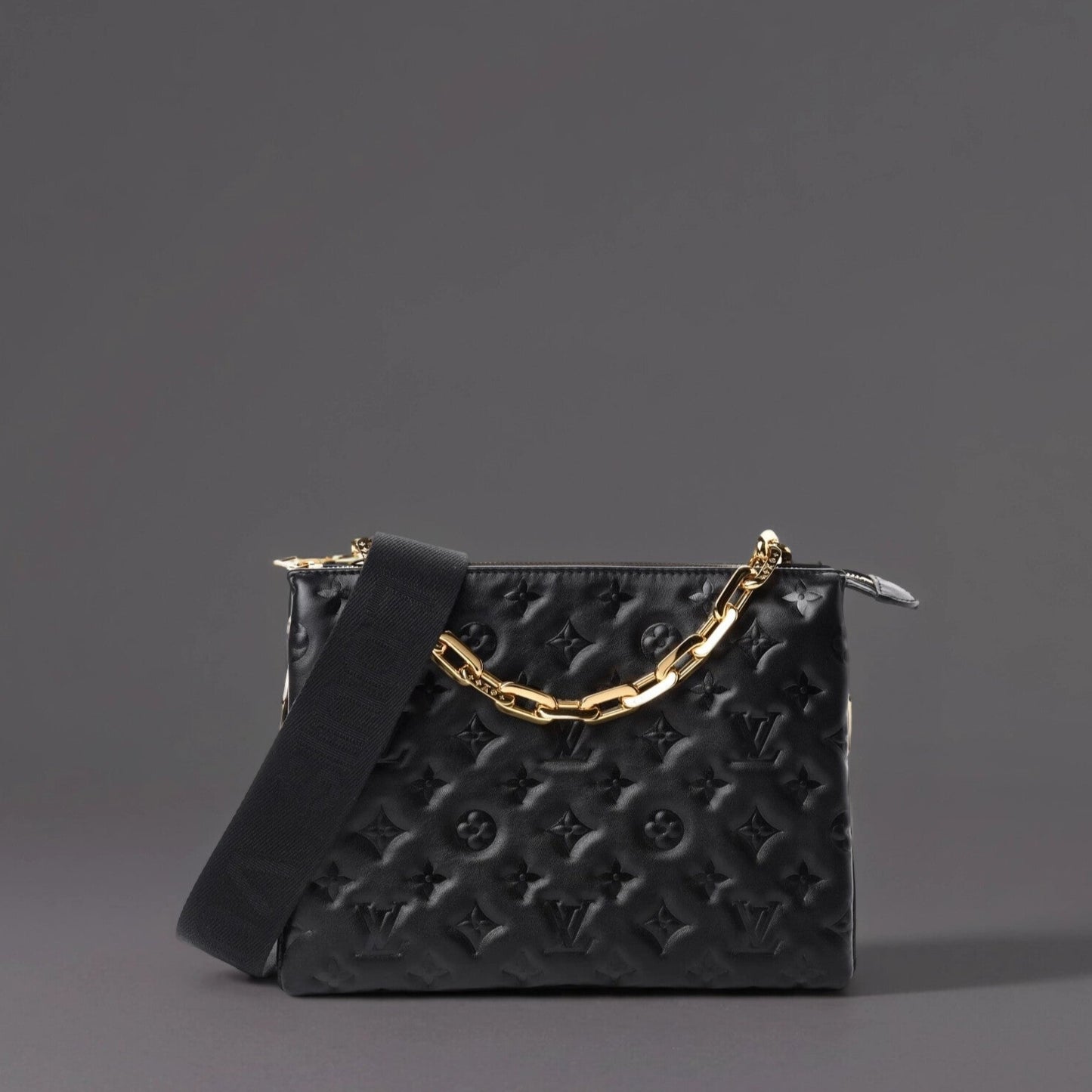 Lambskin Embossed Monogram Coussin PM Black