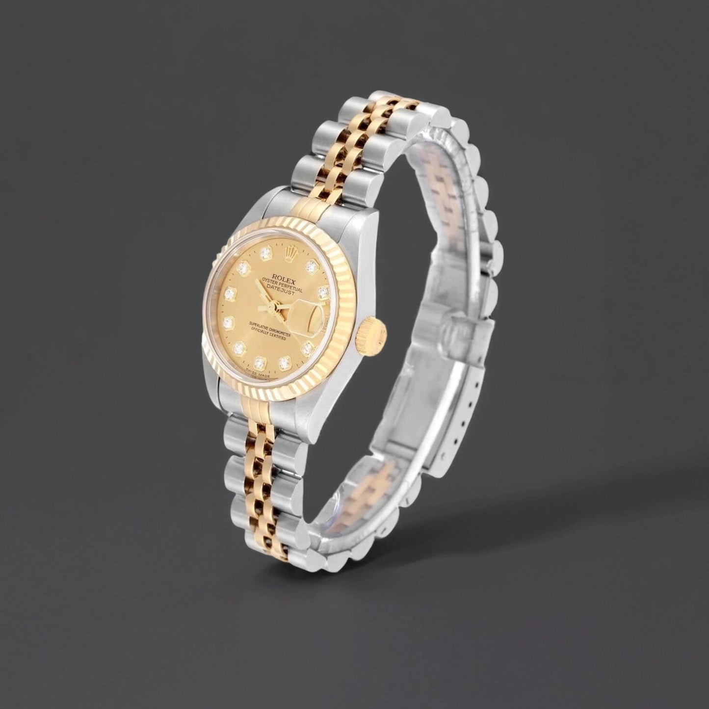 Rolex Datejust 26mm Steel Yellow Gold Diamond Dial Ladies Watch