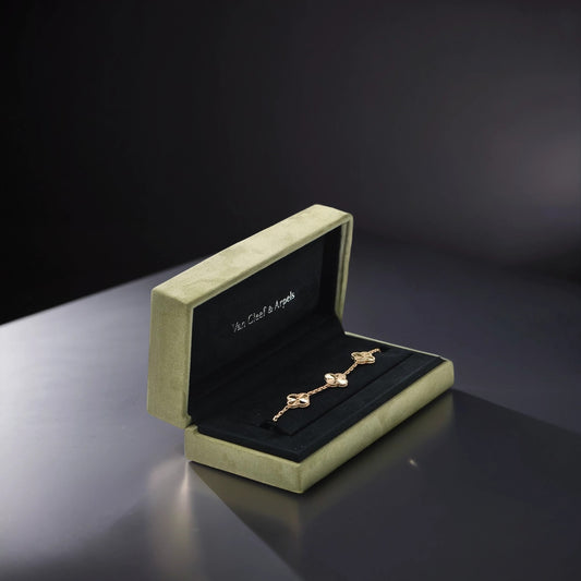 18K Yellow Gold 5 Motifs Guilloche Vintage Alhambra Bracelet