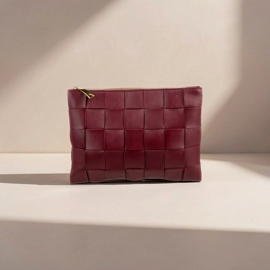 Nappa Intrecciato Cassette Clutch Burguandy