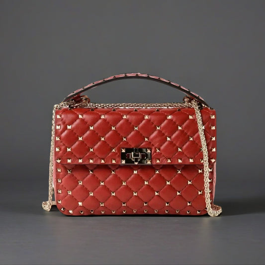 Rockstud Spike Red Crossbody Bag