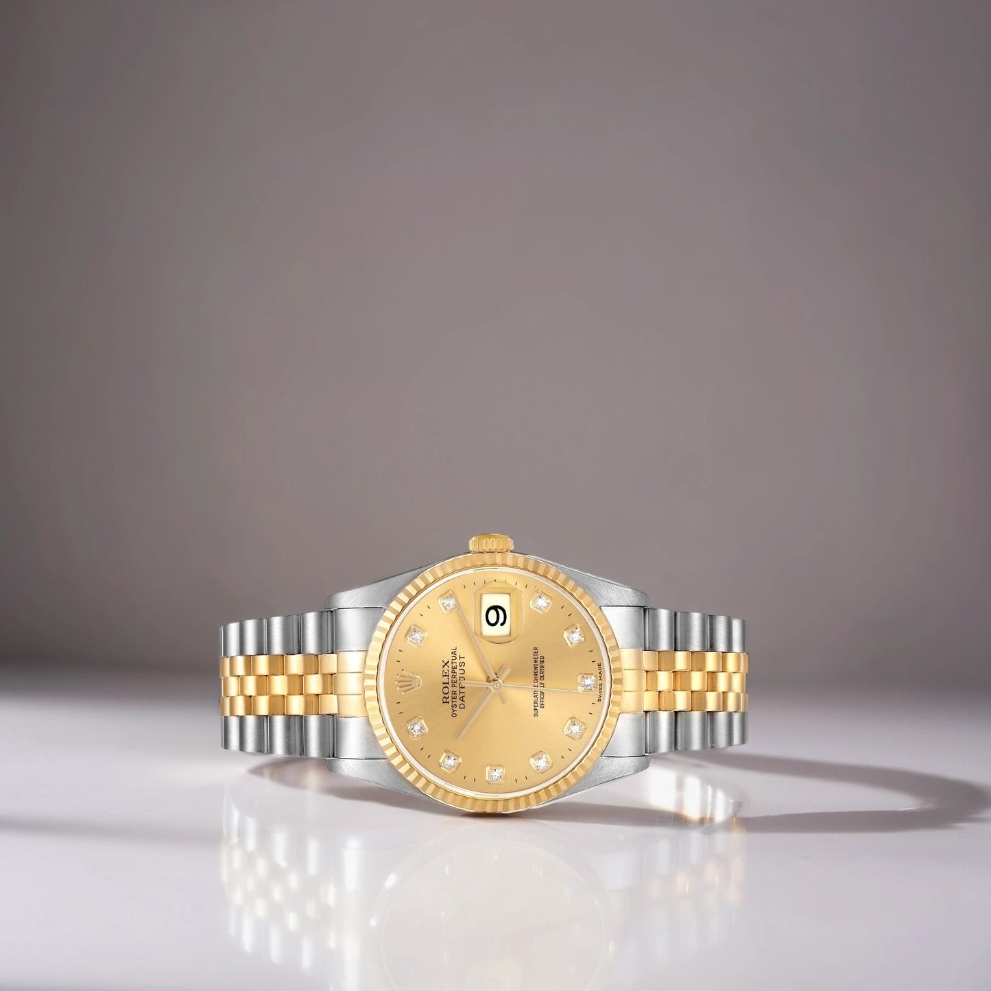 Rolex Datejust 36mm Diamond Dial Steel Yellow Gold Watch