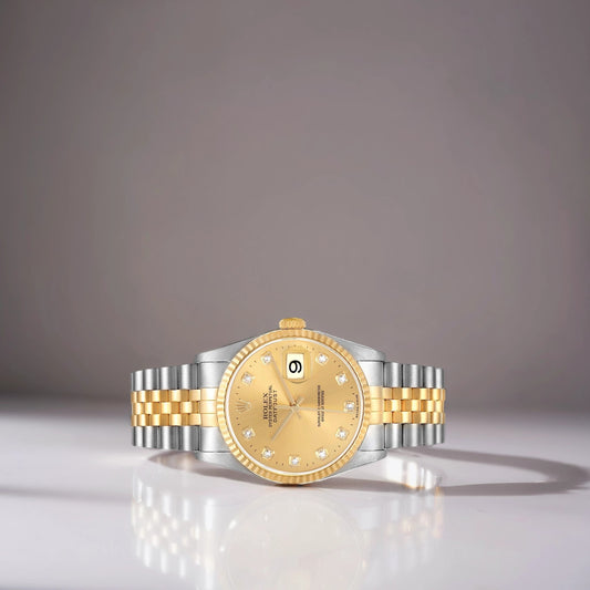 Rolex Datejust 36mm Diamond Dial Steel Yellow Gold Watch