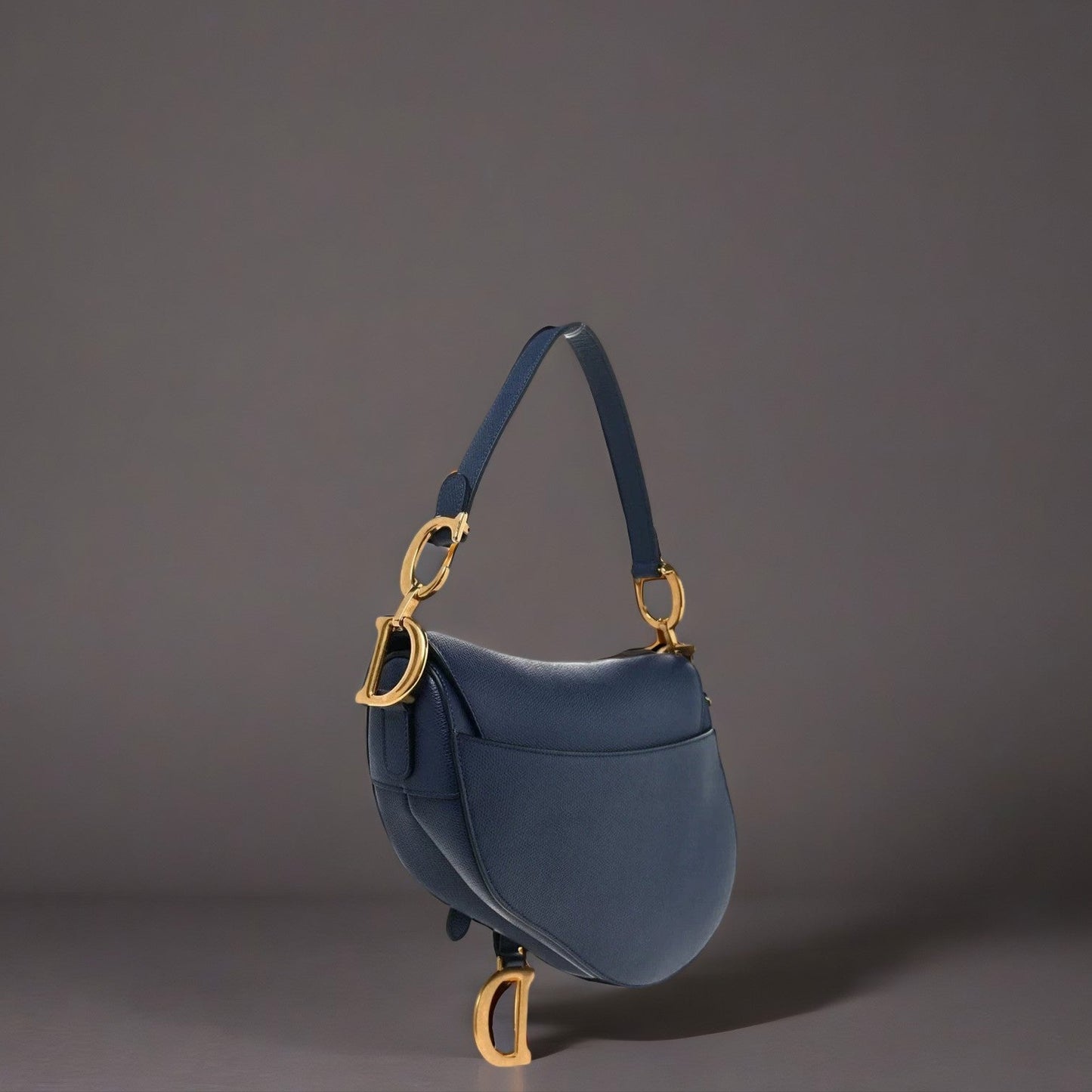 Grained Calfskin Saddle Bag Navy