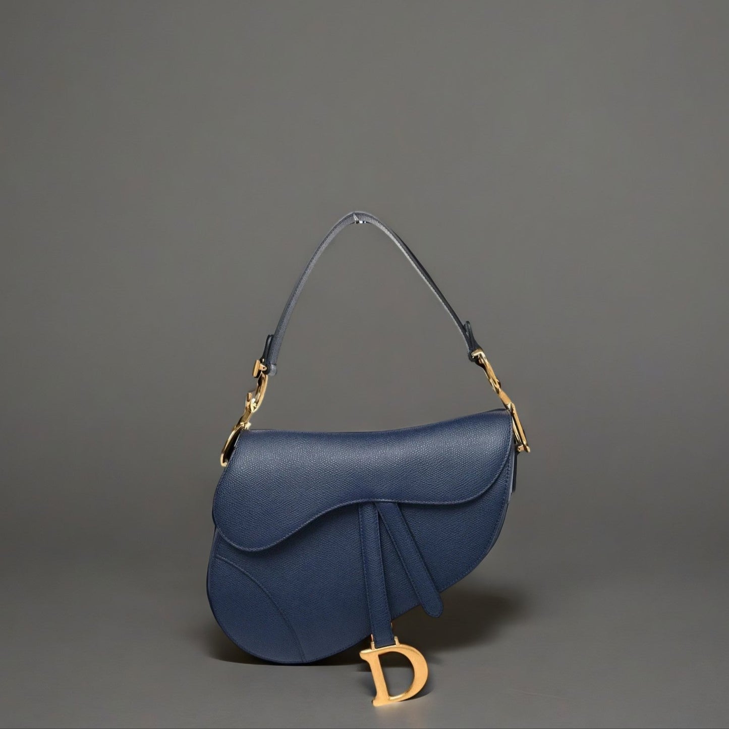 Grained Calfskin Saddle Bag Navy