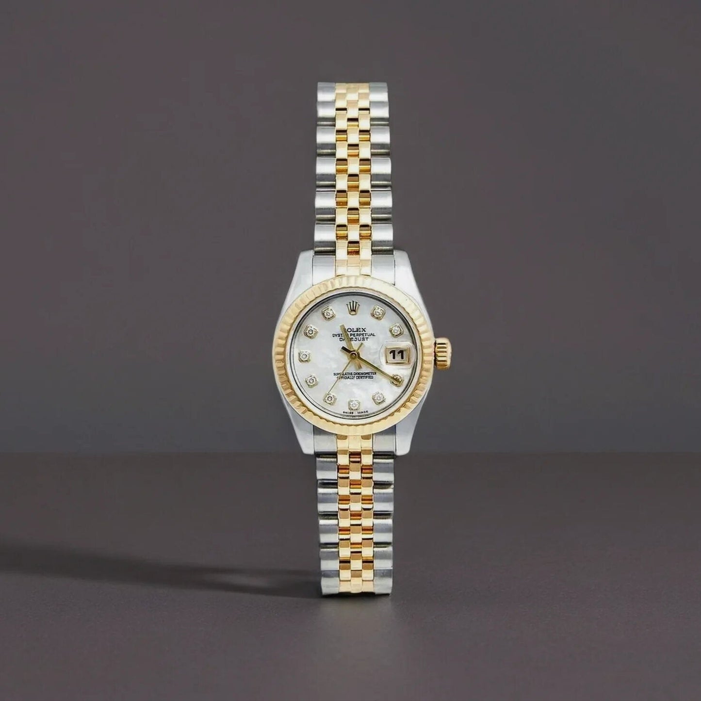 Rolex Mother of Pearl 18K Yellow Gold Stainless Steel Diamond Datejust