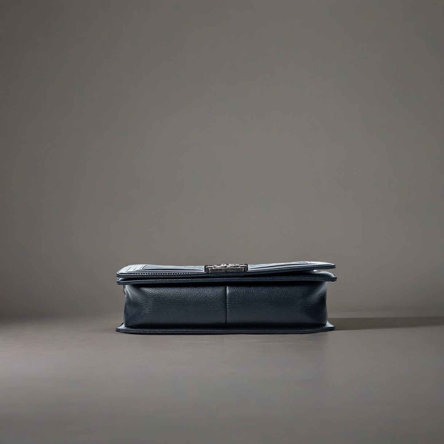 Goatskin Patent Quilted New Medium Boy Flap Navy Blue