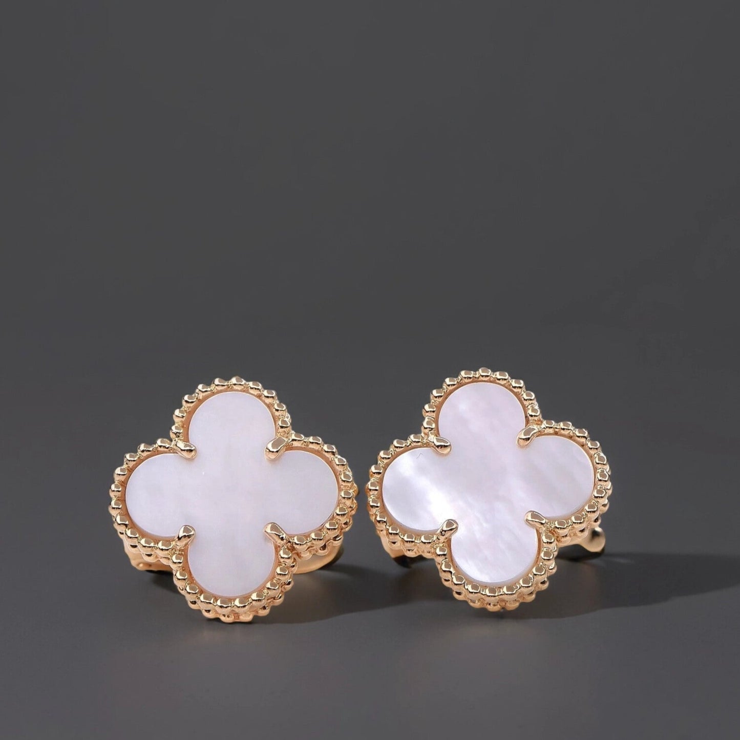18K Yellow Gold Mother of Pearl Vintage Alhambra Earrings
