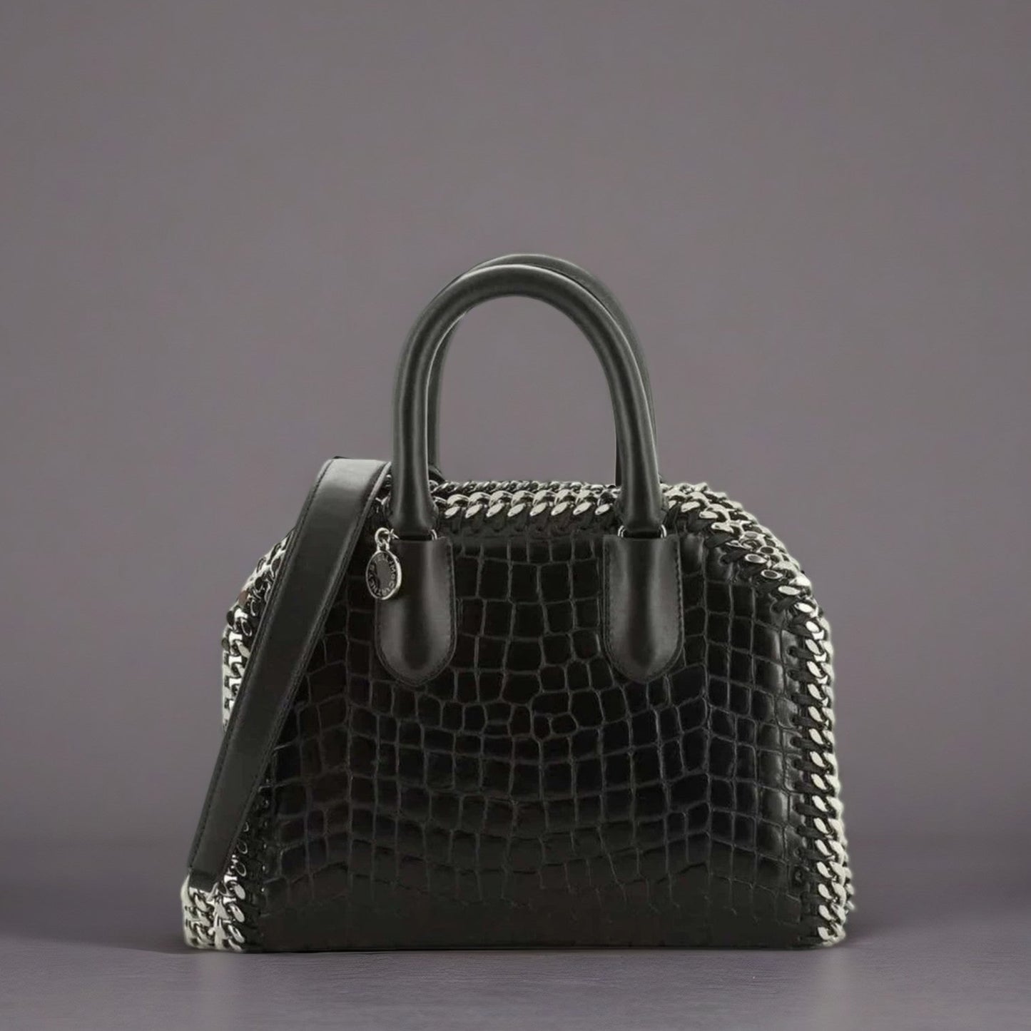 Stella McCartney Falabella Box Top Handle Bag Crocodile Embossed Faux Leather