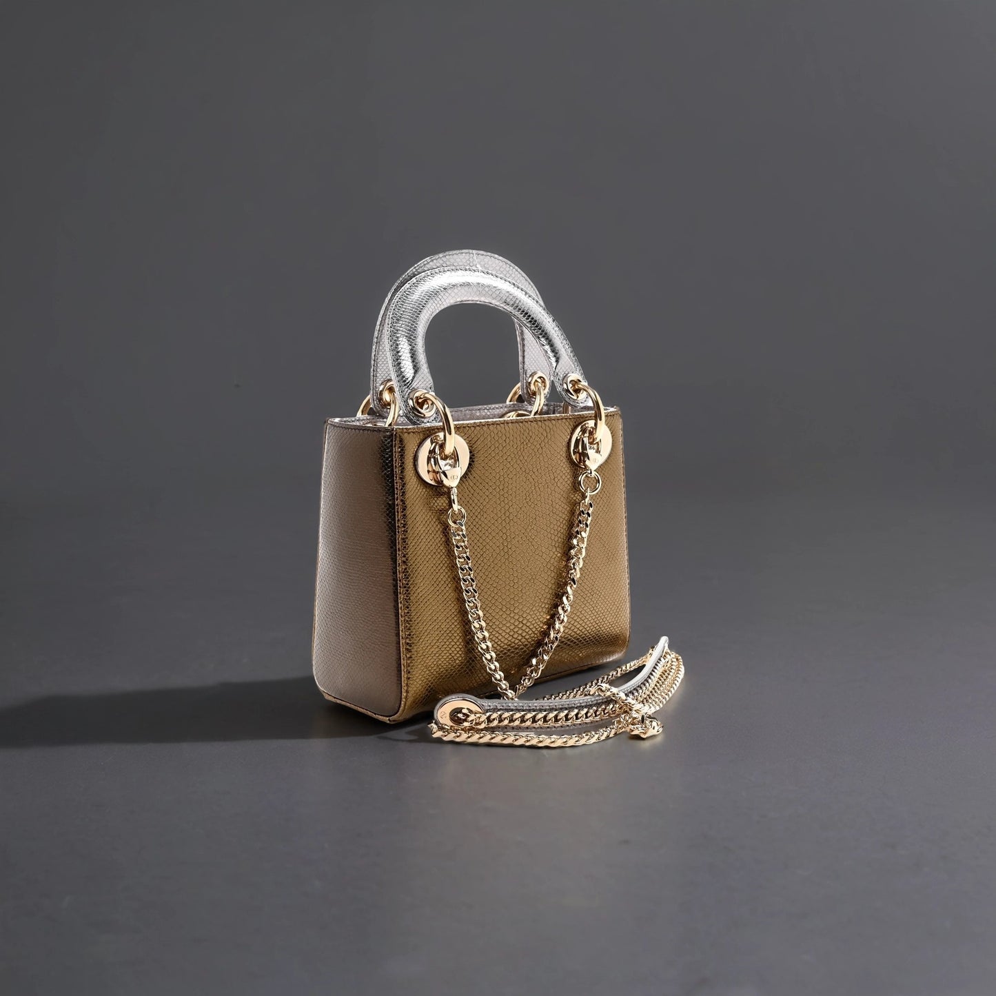 Metallic Karung Mini Lady Dior Gold Multicolor