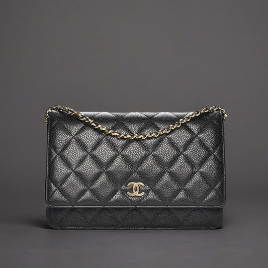 Caviar Quilted Wallet On Chain WOC Black