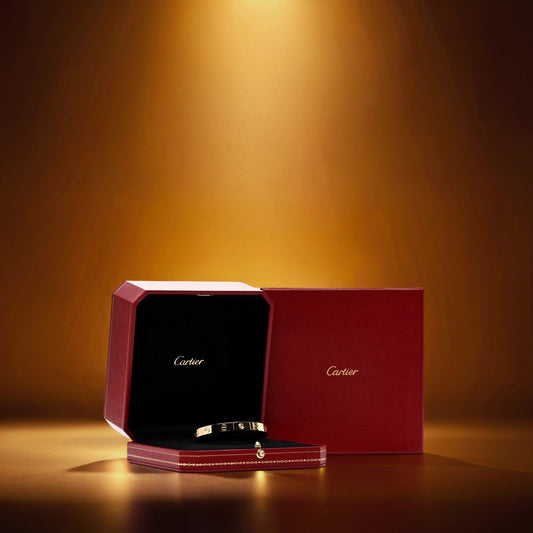 18K Yellow Gold 1 Diamond LOVE Cuff Bracelet 16