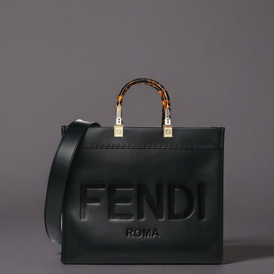 Calfskin Plexiglass Medium Sunshine Shopper Tote Black