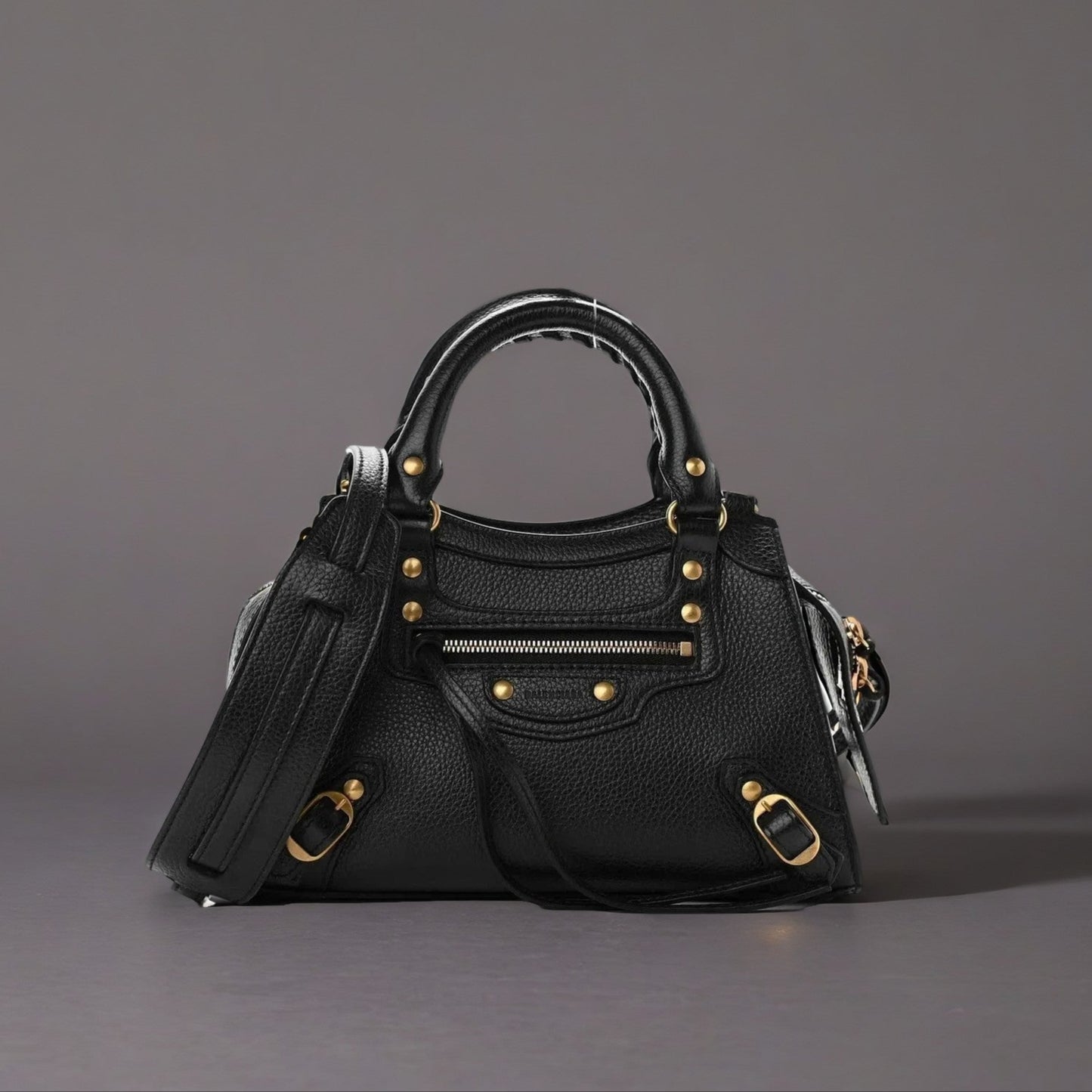 Grained Calfskin Neo Classic Gold Hardware Mini City Black