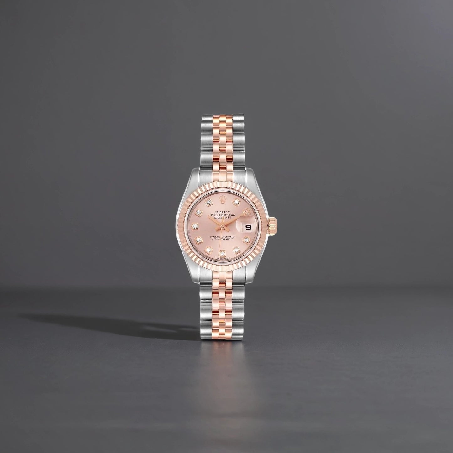 Rolex Datejust 26mm Steel Rose Gold Diamond Dial Ladies Watch