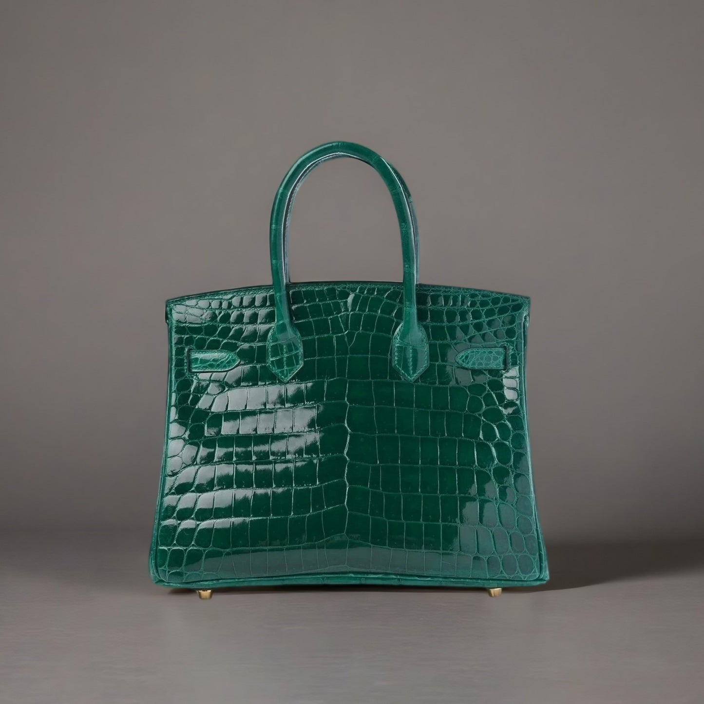 Shiny Niloticus Crocodile Horseshoe Birkin 30 Vert Emeraude Black
