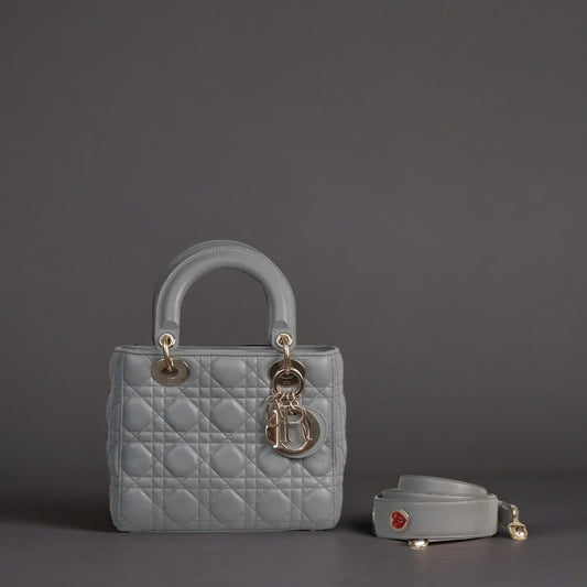 Lambskin Cannage Small My Lady Dior Blue Grey