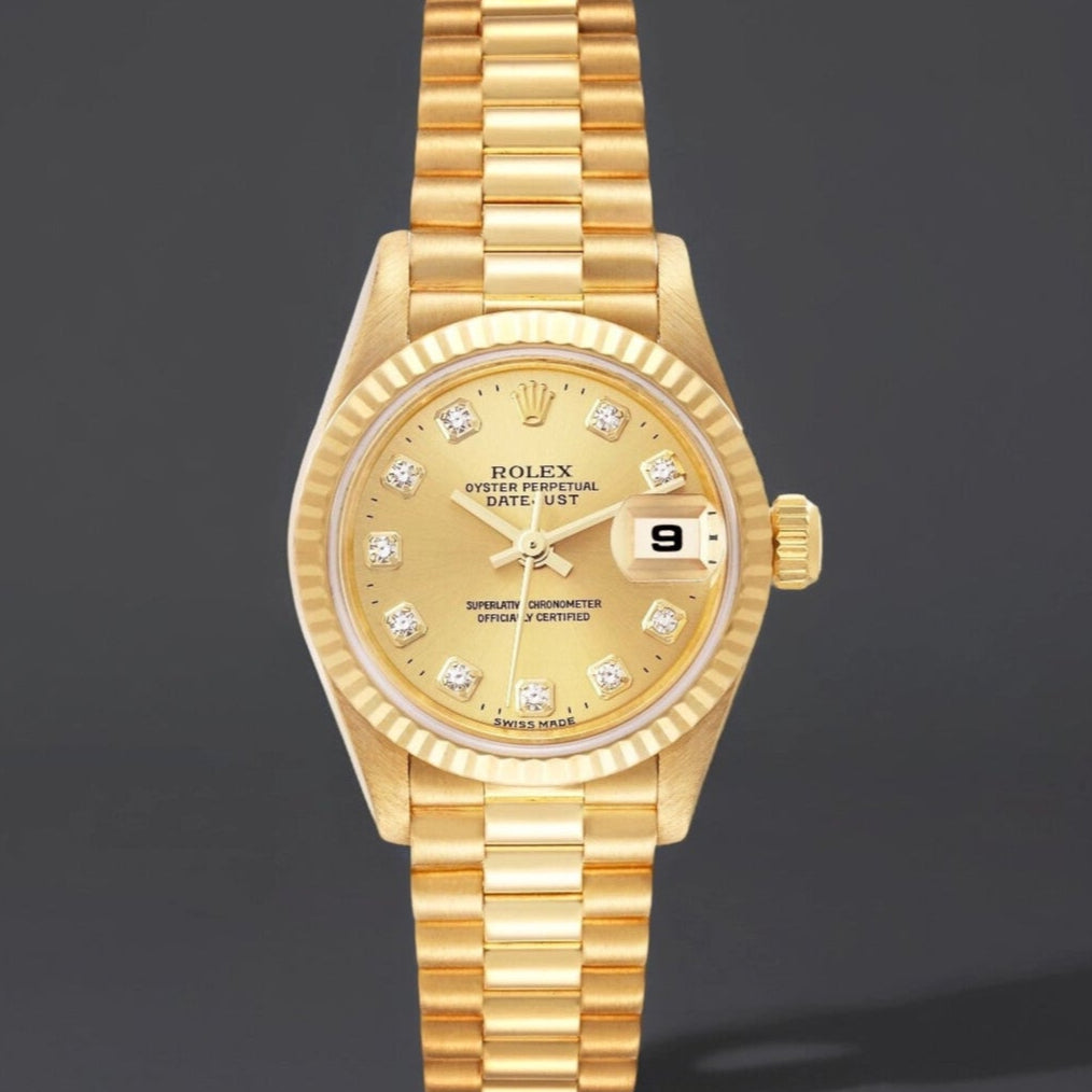 Rolex President 26mm Yellow Gold Diamond Dial Watch
