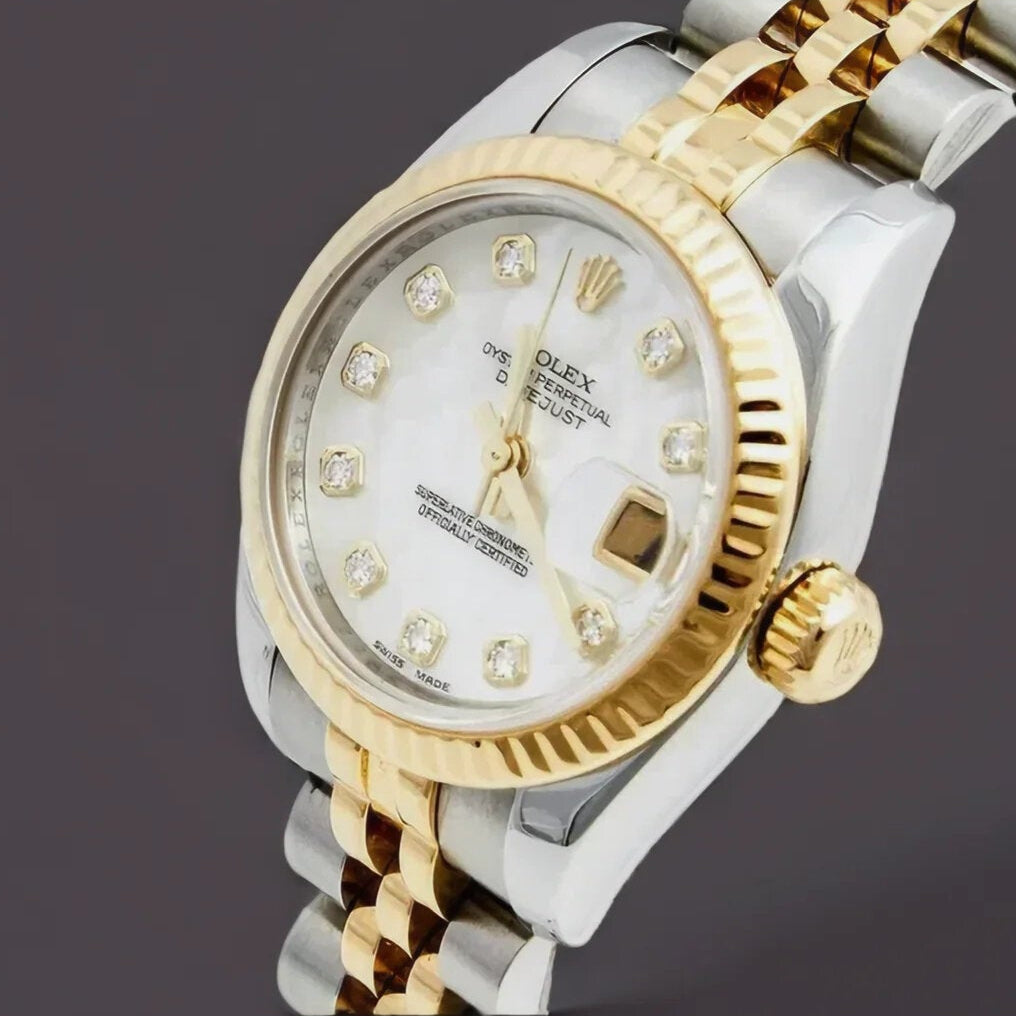 Rolex Mother of Pearl 18K Yellow Gold Stainless Steel Diamond Datejust