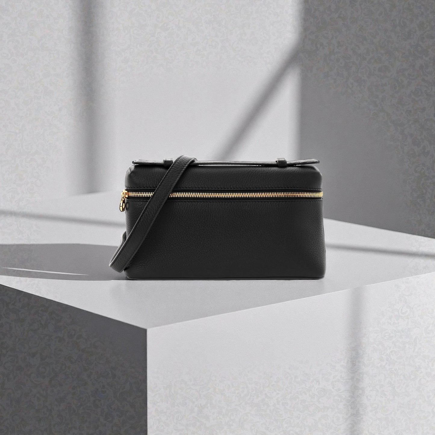 Loro Piana Grained Calfskin L19 Extra Pocket Pouch Black
