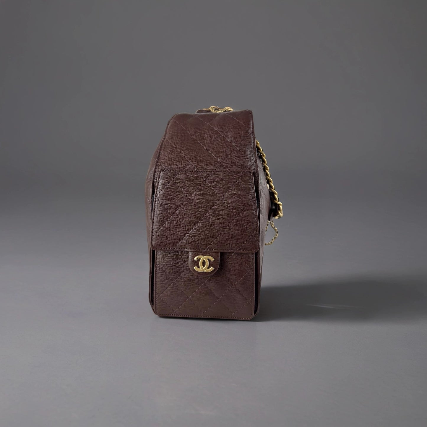 Caviar Quilted Medium Chanel 25 Handbag Brown