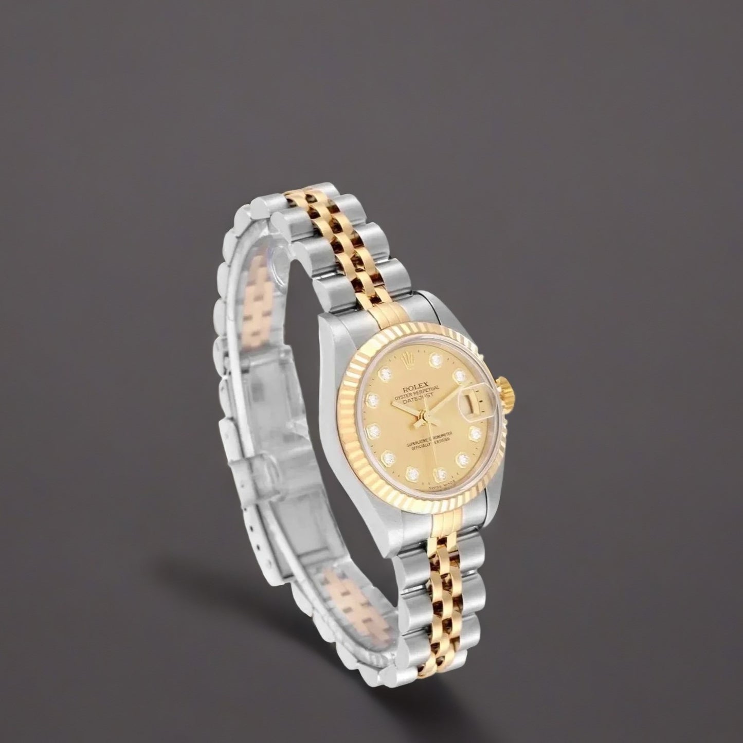 Rolex Datejust 26mm Steel Yellow Gold Champagne Diamond Dial Ladies Watch