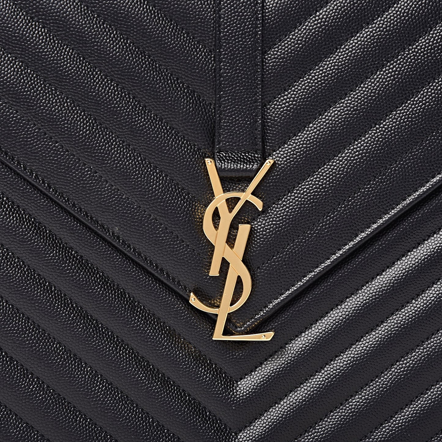 Grain De Poudre Matelasse Chevron Large Monogram Satchel Black